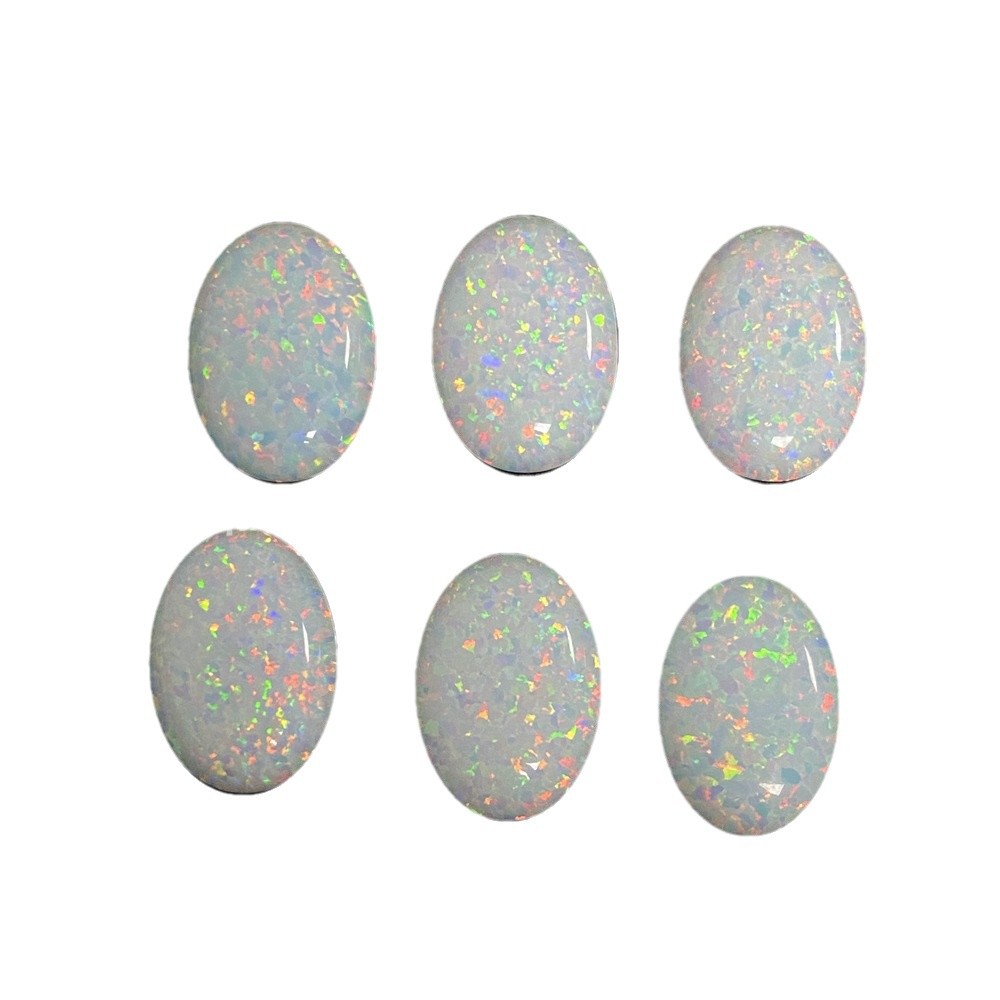 Opper Synthetic Opal Flat Bottom Semi-circular Oval Artificial Opal Bare Stone