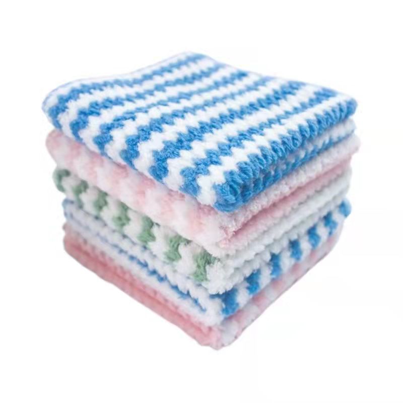 Extra Thickened Cationic Wipe Hand Towel Coral Fleece Oil-free Absorbent Towel Dish Cloth Rainbow Wipe