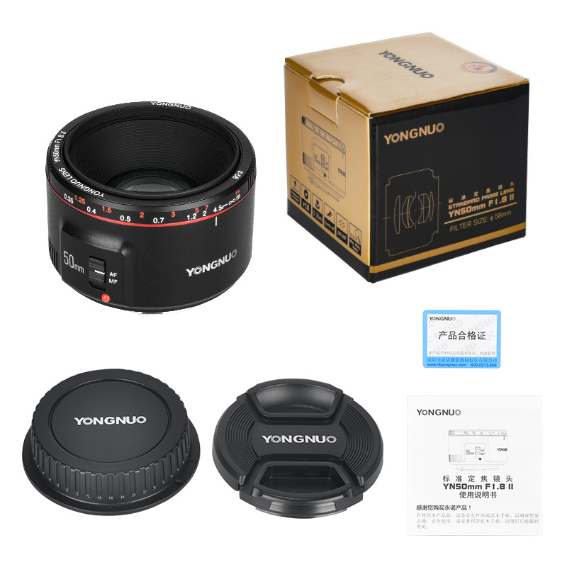 Yongnuo YN50mm F1.8II Is Suitable for Canon Port Standard Fixed Focus Lens Large Aperture Small Body