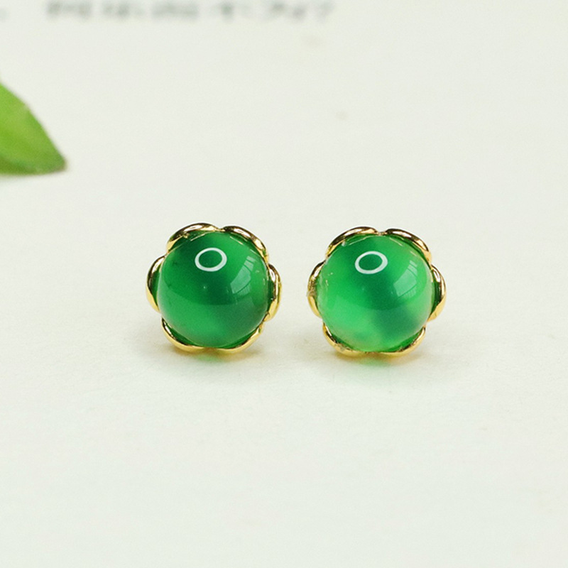 Aiyu Red Agate S925 Silver Needle Earrings Chalcedony Earrings Jewelry Factory Wholesale AY3101003