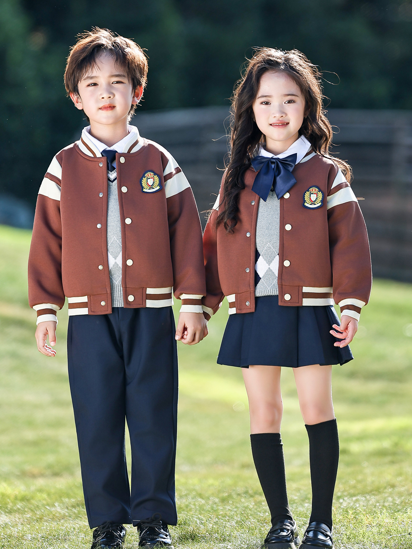 Kindergarten Uniforms, Spring and Autum Three-Piece Baseball Uniforms, Primary School Student Class Uniforms, Autum Preppy Style Kidsren's School Uniforms