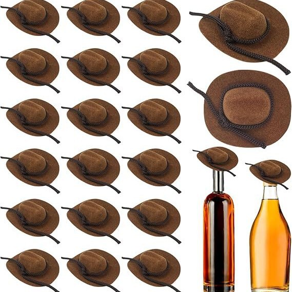 Mini Toy Fur Cowboy Hat Wine Bottle Hat Doll Brown Cowboy Hat Small Pet Hat