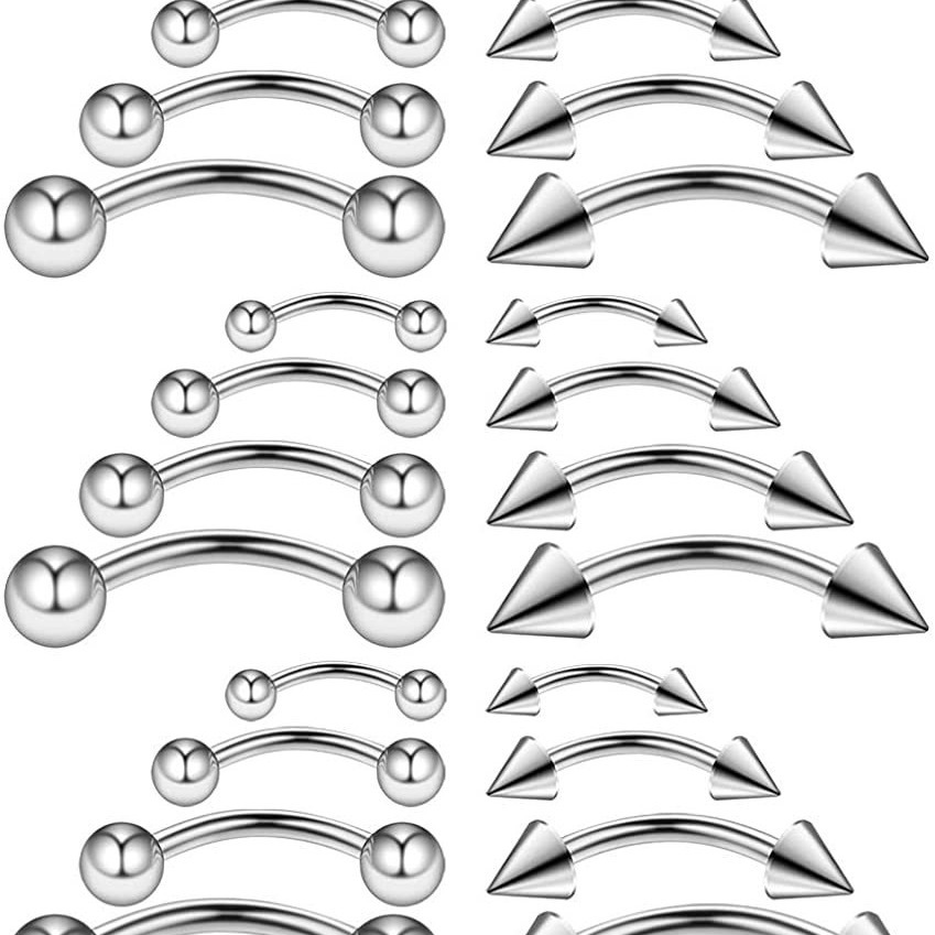 Stainless steel eyebrow nail lip nail European and American puncture jewelry multi-color multi-size titanium steel vacuum electroplating ear studs nose nail