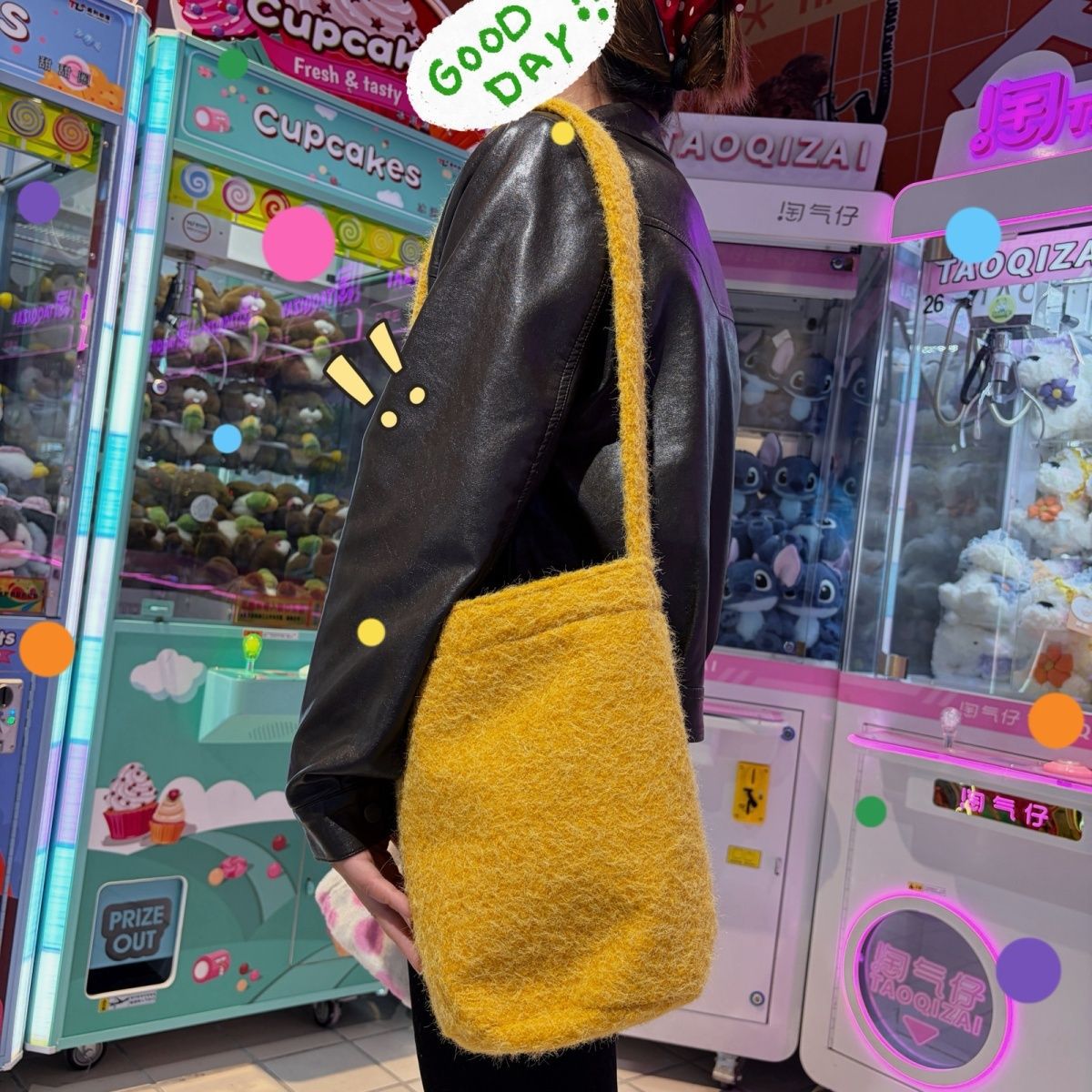 2025 Autumn and Winter Felt Fashion Cotton Wool Single Shoulder Commuter Bucket Korean Style Large Capacity Japanese Style Bag D8