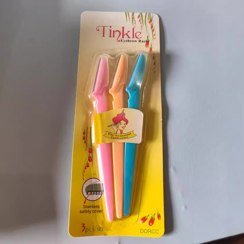 Three-pack factory wholesale eyebrow trimming knife sharp shaving knife eyebrow scraper eyebrow trimming beauty makeup eyebrow trimming tool