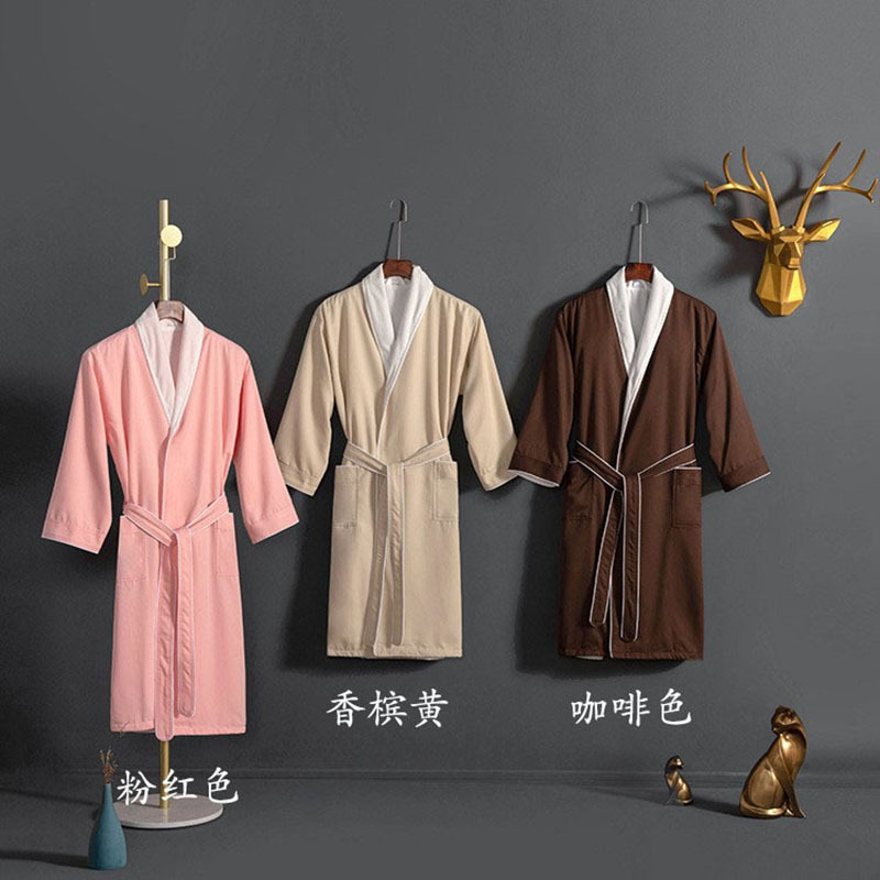 Hilton Five-Star Hotel Bathrobe for Men and Women, Long Couple's Nightgown, Gabardine Double-Layer Bathrobe, More Absorbent Than Pure Cotton