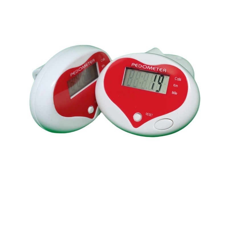 Manufacturer's Heart-Shaped Electronic Pedometer School Running Pedometer Sports Customizable Printed Logo Heart-Shaped Pedometer
