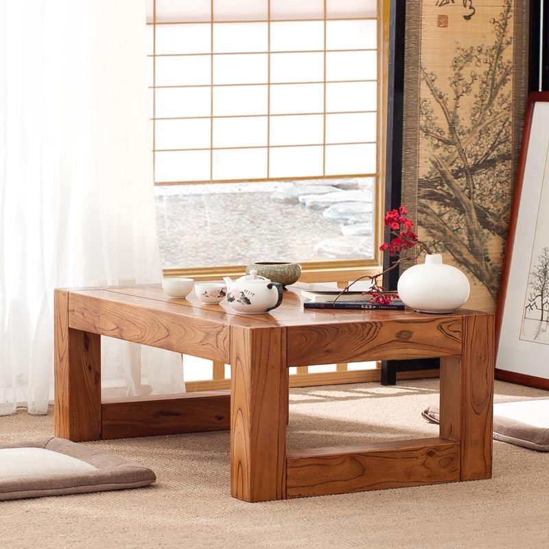 Solid Wood Tatami Small Table Japanese-Style Bay Window Small Coffee Table Simple Elm Low Table Tea Table Creative Kang Table