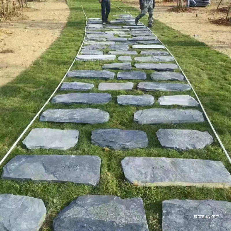Natural Slate Stepping Stones Lawn Stepping Stones Garden Outdoor Courtyard Floor Tiles Lawn Stepping Stones Non-Slip and Wear-Resistant