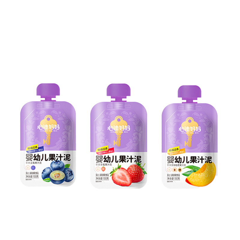 Xindi Mama Fruit Puree June Fruit Puree Baby Food Puree Apple Blueberry Strawberry Flavor Fruit and Vegetable Nutritional Fresh Fruit