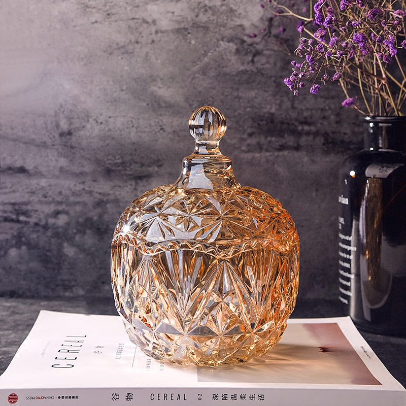 European-Style Transparent Crystal Glass Wedding Candy Jar Storage Decoration Living Room Ornaments Dried Fruit Sugar Jar Free Shipping