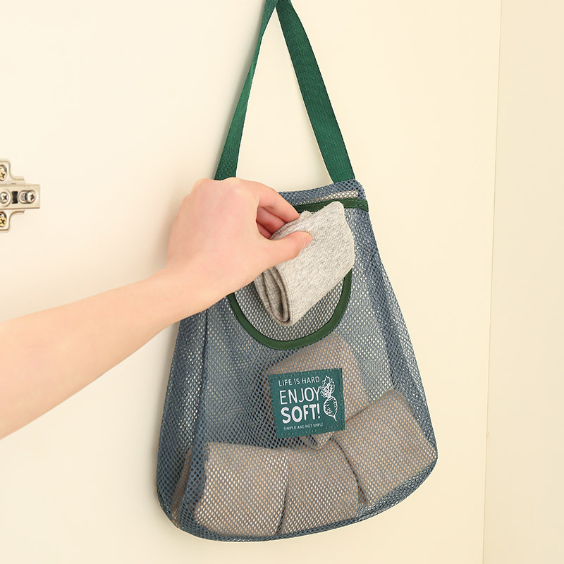 Factory Direct Supply Kitchen Onion Ginger Garlic Storage Mesh Bag Portable Hollow Thickened Fruit and Vegetable Hanging Bag Bathroom Storage Mesh Bag