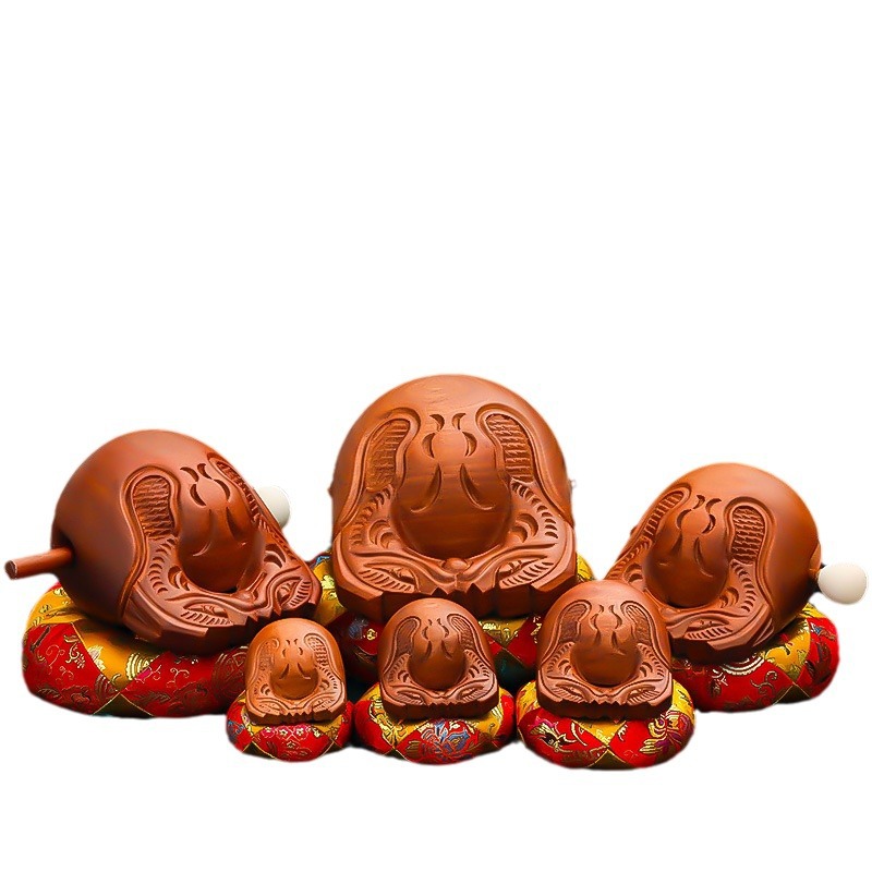 Wooden Fish Instrument Solid Wood Household Camphor Wood Fish Percussion Instrument Rosewood Fish Set of Mat Bangzi Wood Carving Ornaments