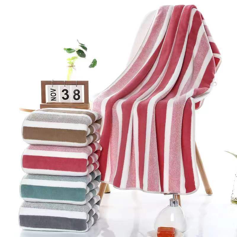 Factory wholesale coral fleece wide edge large towel bath towel suit soft and delicate bath care home towel