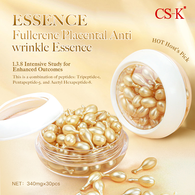 Эссенция второго импульса в капсулах, фуллерен, плацента, эссенция против морщин, овечья плацента, увлажняющая и питательная эссенция для лица