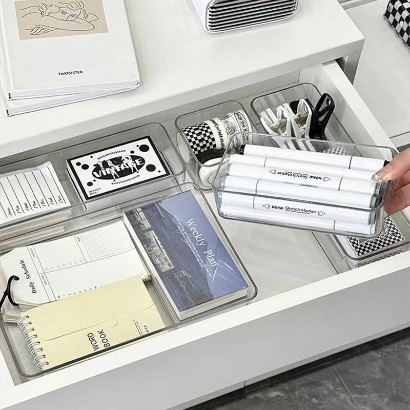 Drawer Storage Box Acrylic Compartment Organizer Desktop Transparent Thickened Plastic Home Dormitory Cross-Border
