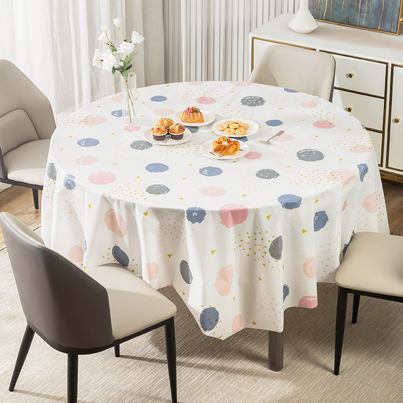 Disposable Tablecloth Plastic Waterproof Oil-Proof Rectangular Round Table Party Banquet Thickened Outdoor Portable Picnic Mat