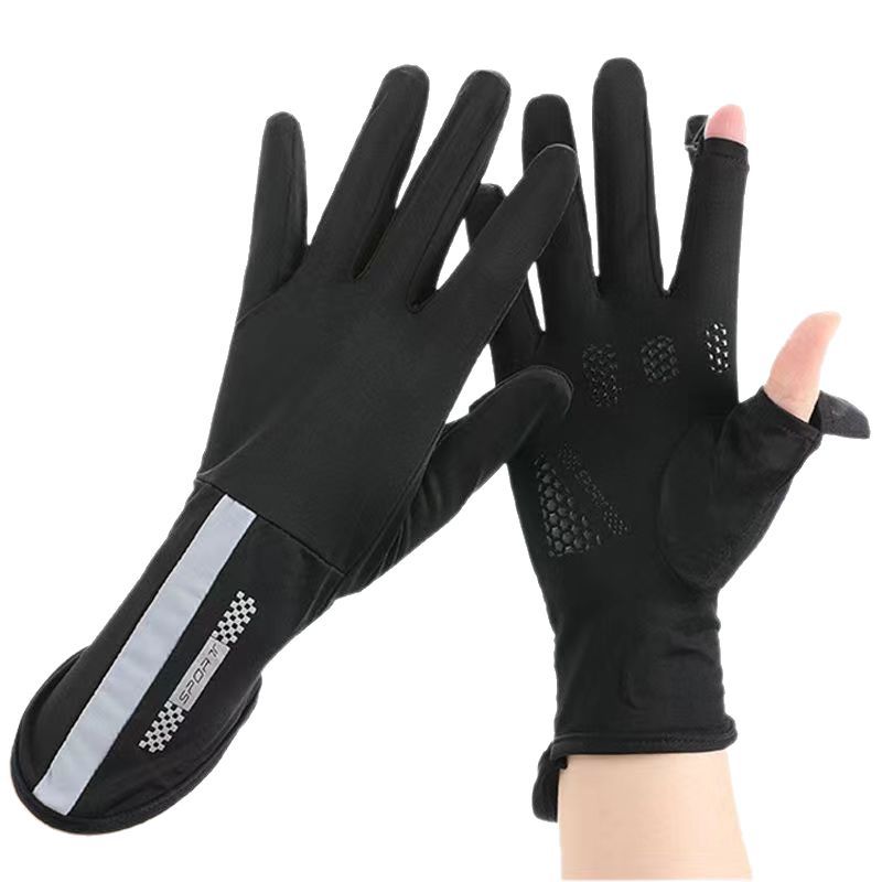Sun Protection Gloves for Women Summer Ice Silk Thin Driving Non-slip Outdoor Sports Sunshade Flip Breathable Cycling Long Gloves