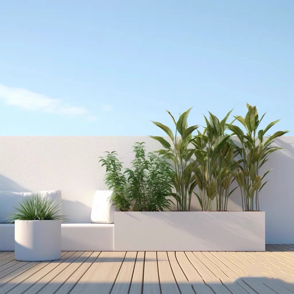 Outdoor stainless steel wrought iron flower box balcony planting box square commercial street rectangular flower bed wrought iron finished flower trough