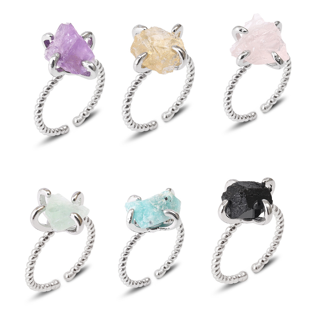 Cross-border hot sale ins style natural stone ring natural crystal white crystal factory direct new products listed