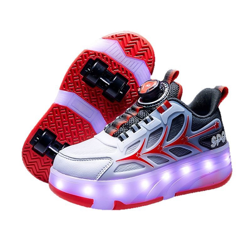 Factory Direct Sales Children's Heelys Roller Skating Boys' Shoes Two-Wheeled Heelys Shoes Female Students Four-Wheel Skates with Lights