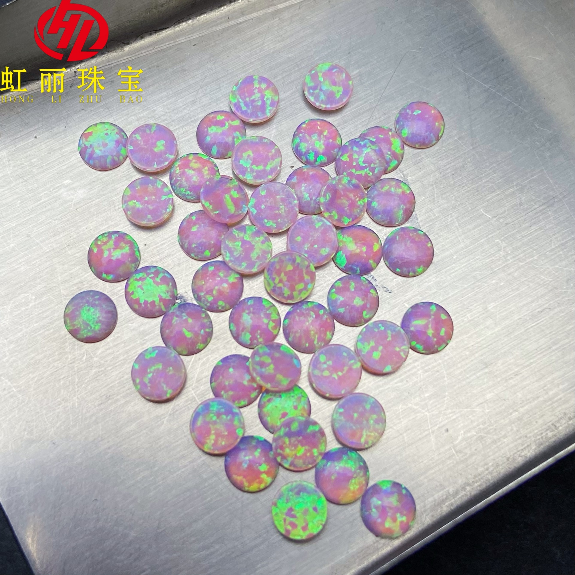 Synthetic Opal Round 5mm Flats Bottom Plain Loose Stone Artificial Opal Opal Opal DIY Jewelry Accessories