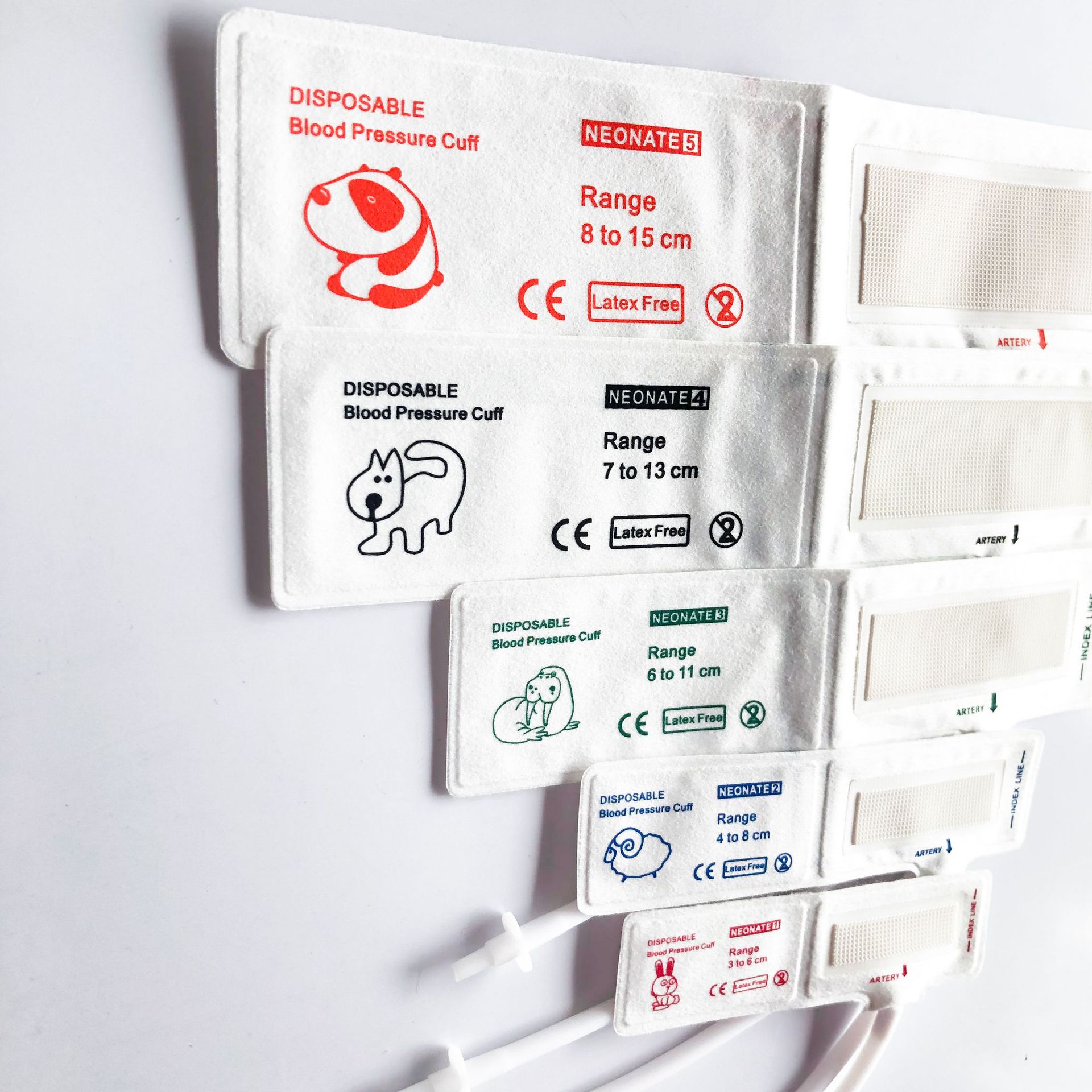 Animal Monitor Blood Pressure Cuff Animal Disposable White Non-Woven Fabric Monitoring Single Tube Cuff