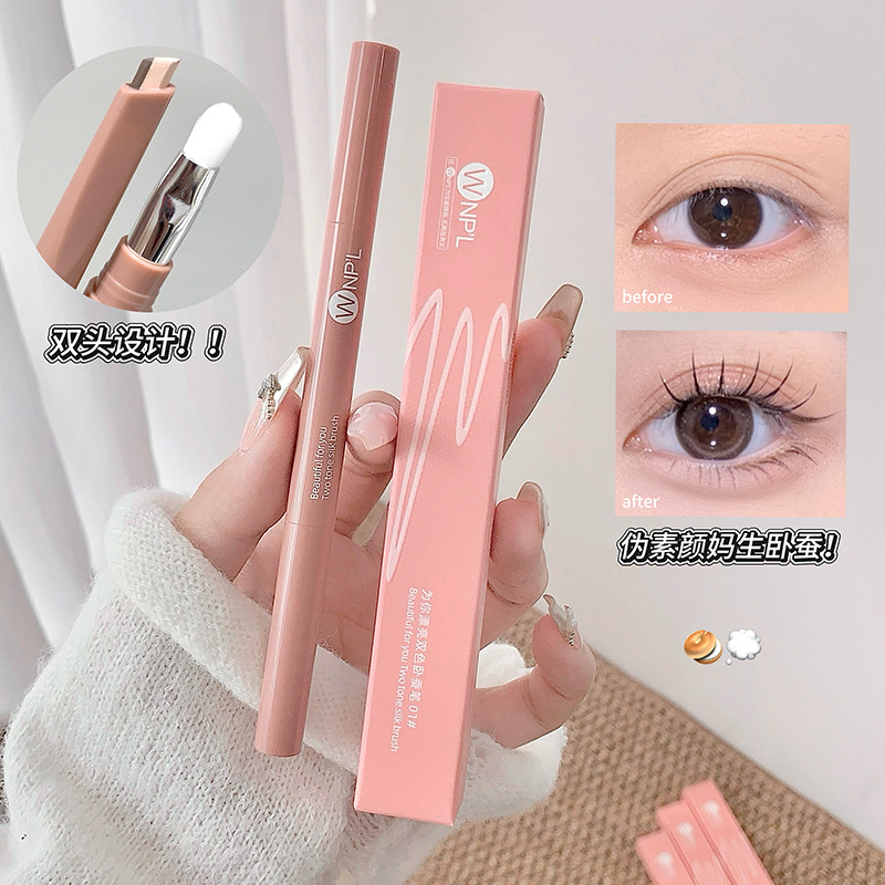 Beautiful Two-Color Silkworm Pen for You, Natural Long-Lasting Makeup, Easy to Color, Brighten and Highlight Shadow, Double-Ended Two-In-One Silkworm Pen