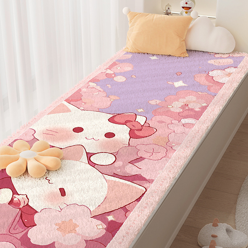 Cartoon Cute Princess Style Imitation Cashmere Bay Window Mat Balcony Soft Skin-Friendly Table Mat Bedroom Easy Care Bedside Blanket
