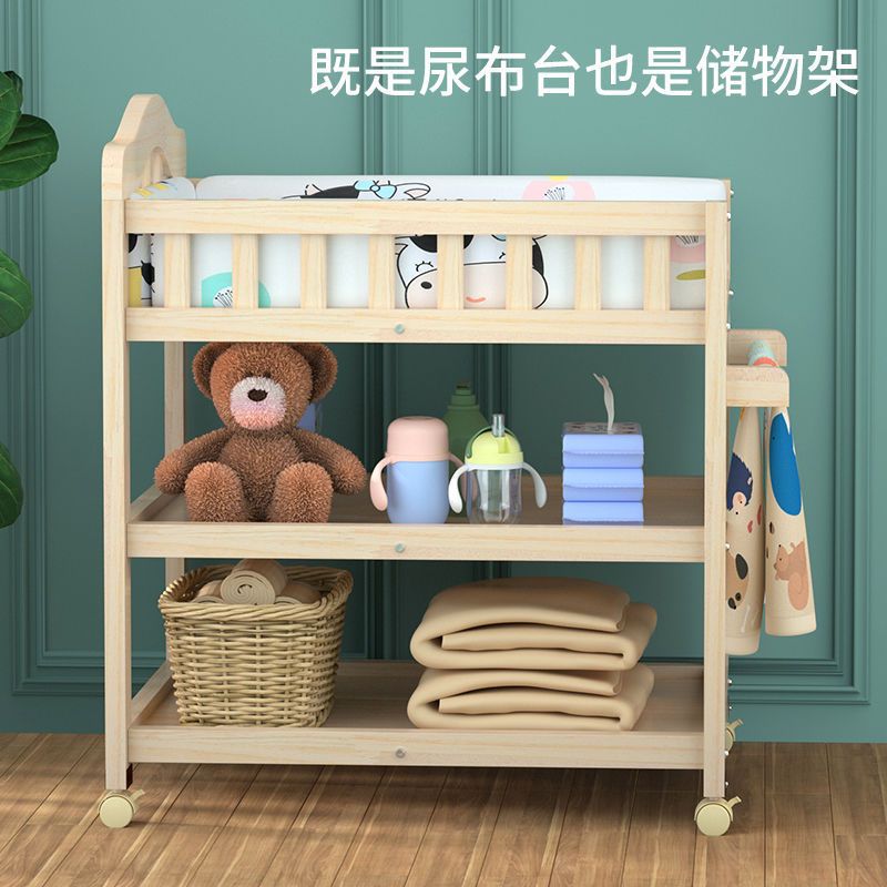 Newborn Solid Wood Baby Changing Table, Baby Care Table, Touch Table, Multi-Functional Splicing Movable Changing Table Factory