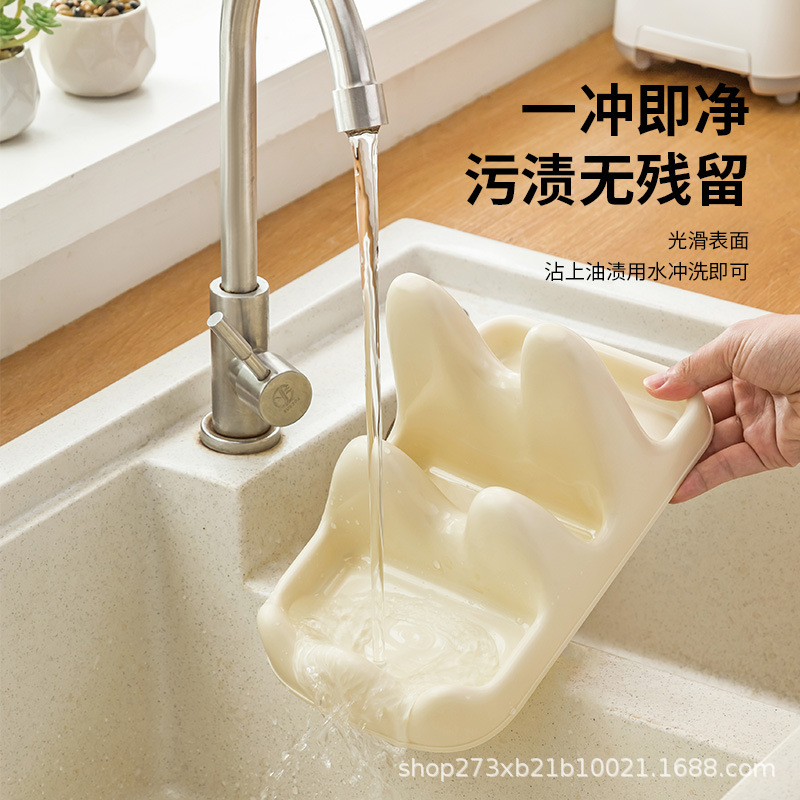 Kitchen pot cover shelf table top storage punch-Free sitting rack double-layer light luxury pot cover rack brick plate spatula soup spoon collection