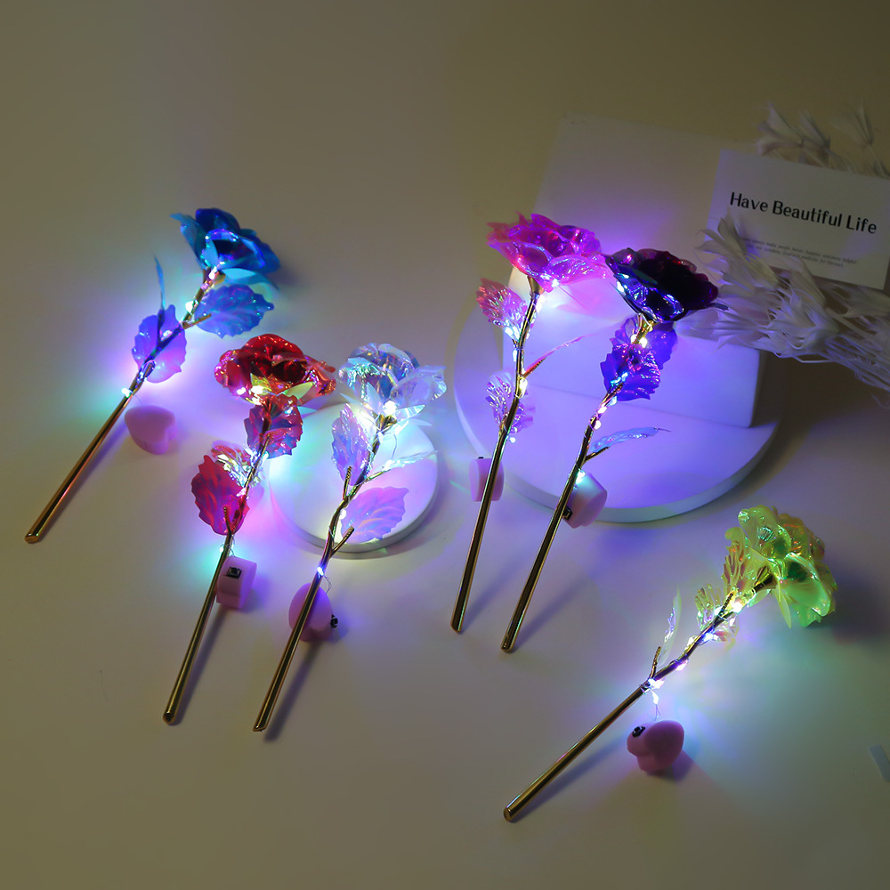 24K Gold Foil Rose Flower Color Gold Colorful Glare Eternal Flower Romantic Teacher's Day Holiday Graduation Season Small Gift