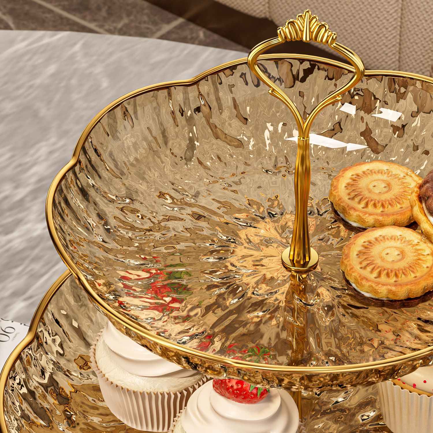 Light Luxury Multi-Layered Fruit Plate Living Room Home Coffee Table Fruit Plate Front Desk Snacks Dessert Dried Fruit Candy Snack Plate Ornaments