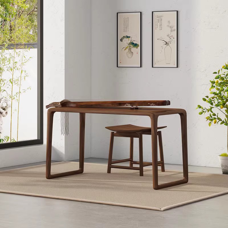 Стол для каллиграфии, простой новый китайский стиль, стол для пианино из ясени, массив дерева, черный орех, дзен, стол для гуджэн, резонирующий стол для гуджэн, табурет для пианино, нет