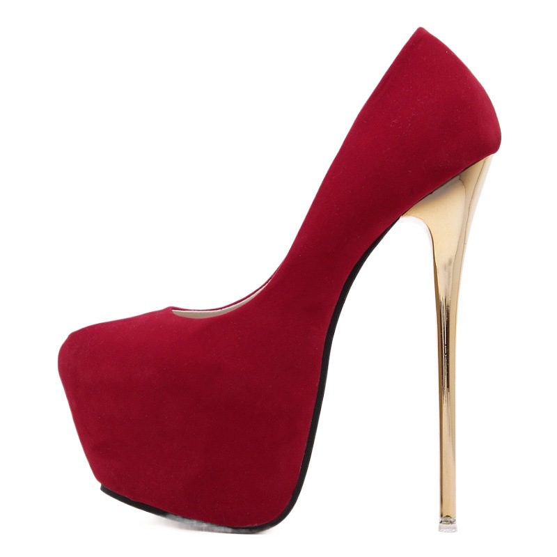 2023 Spring and Autumn New European and American Fashion Super High Heel Single Shoes Waterproof Platform Shallow Mouth Stiletto Women's Shoes Cross-Border Foreign Trade Sizes 45