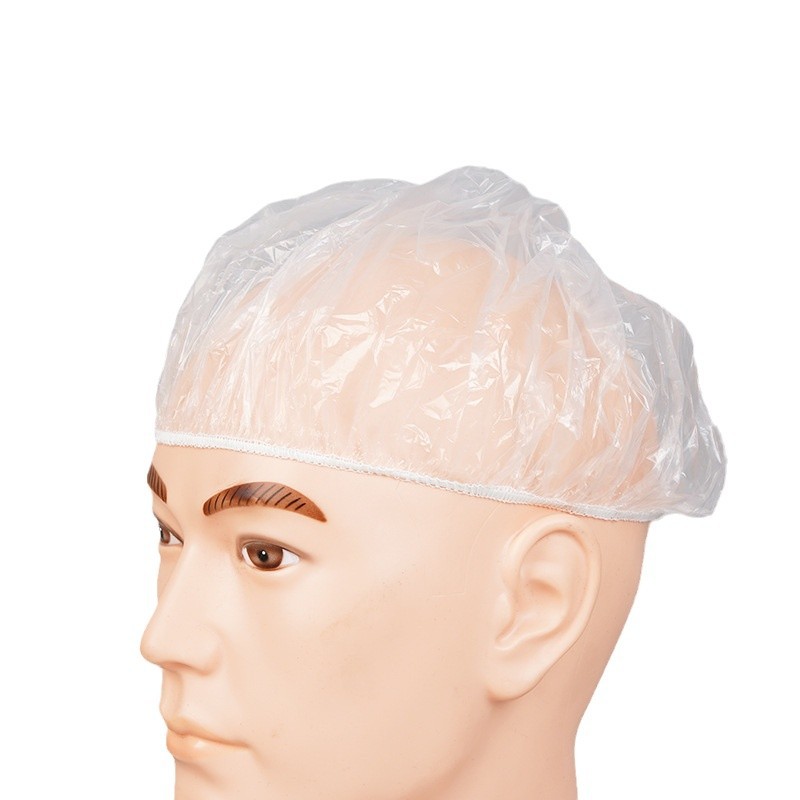 厂家批发一次性浴帽头套松紧口条形状塑料pe加厚宾馆染发焗油洗澡