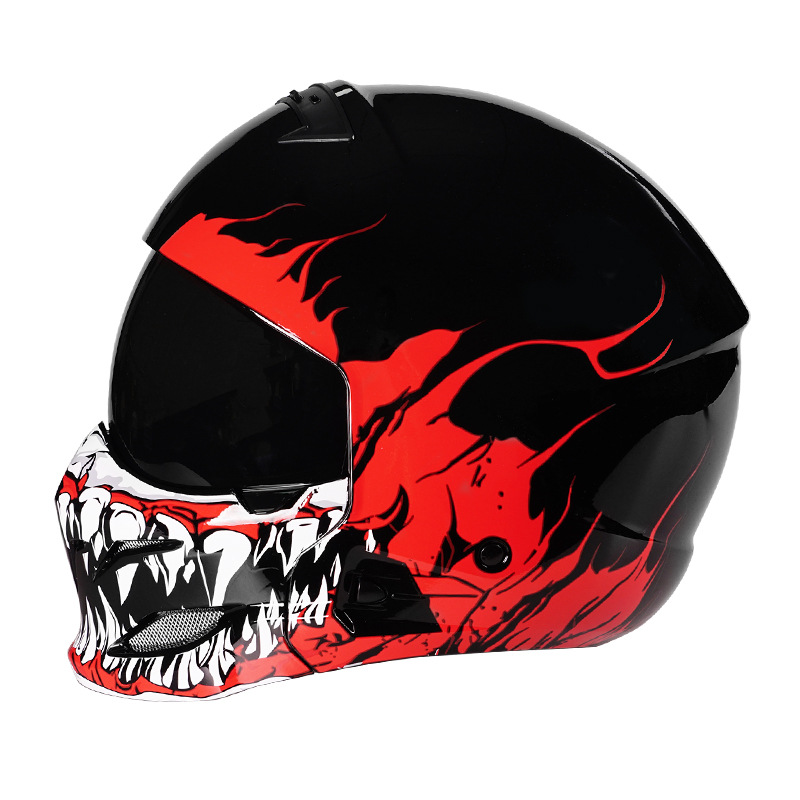 Retro Motorcycle Helmet Full-Face Electric Motorcycle Men's and Women's Safety Helmet Winter All-Season Scorpion Helmet Combination Half Helmet