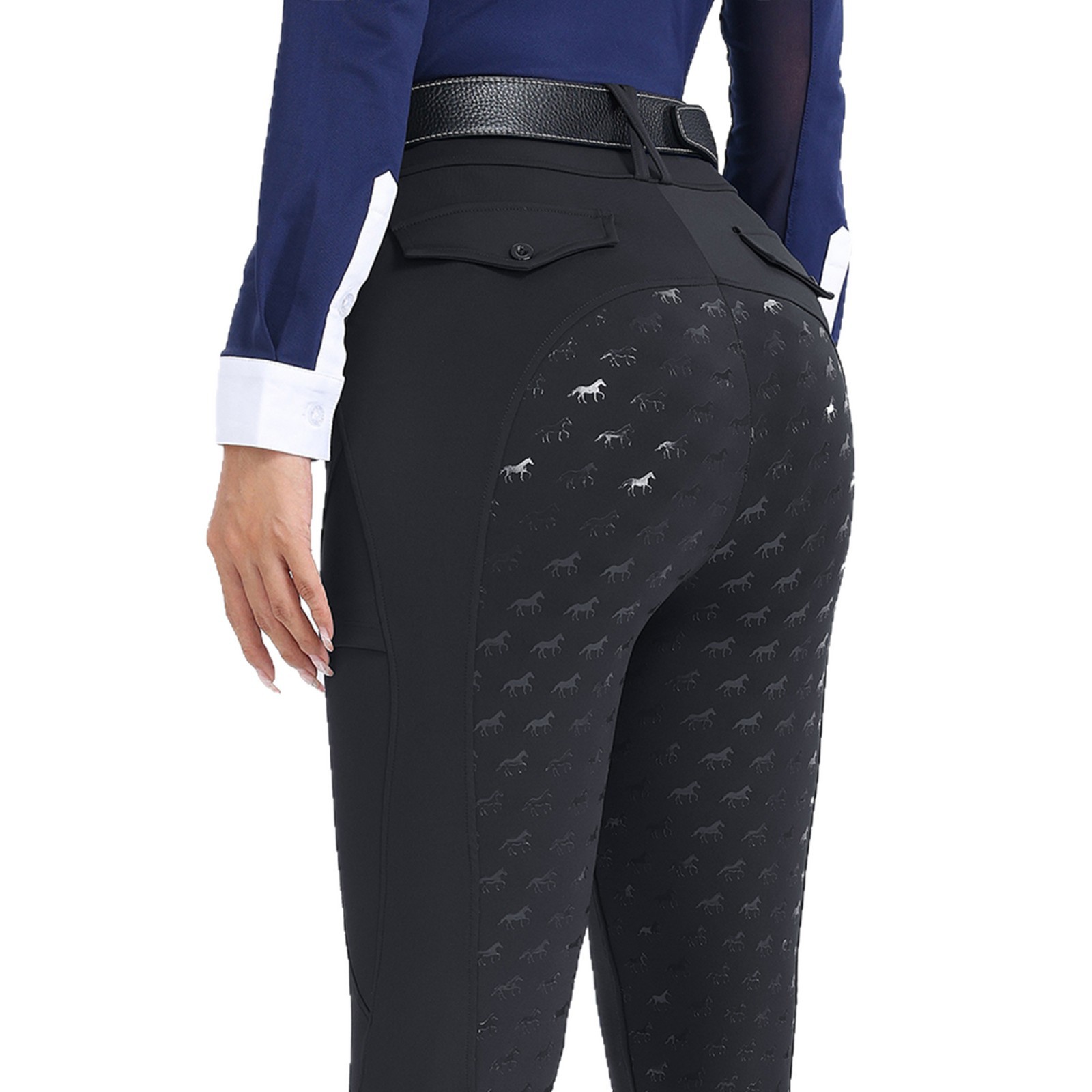 Fleece-Lined Thick Riding Pants for Women with Pockets, Full Seat Silicone Non-Slip Equestrian Sports Pants, European and American High Quality
