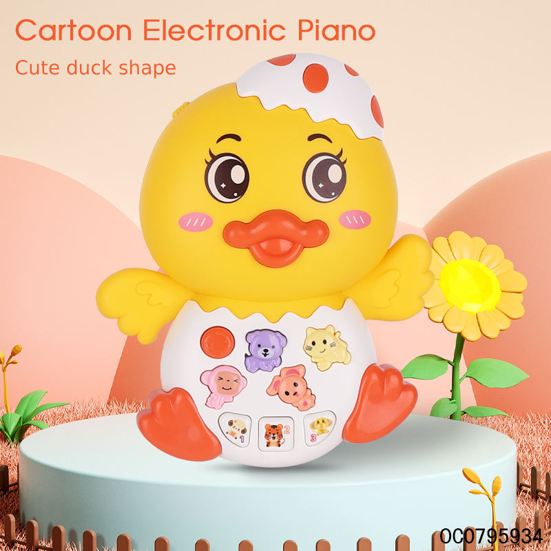 Factory Direct Sales Children's Cartoon Electronic Duck Music Electronic Keyboard Piano Infant Educational Interactive Toy