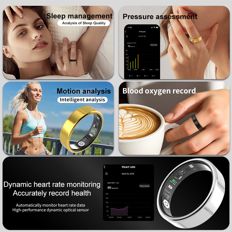 Cross-Border Smart Ring R7 Heart Rate Blood Oxygen Exercise Pedometer Ring Gesture Remote Control Camera Multi-Functional Smart Ring