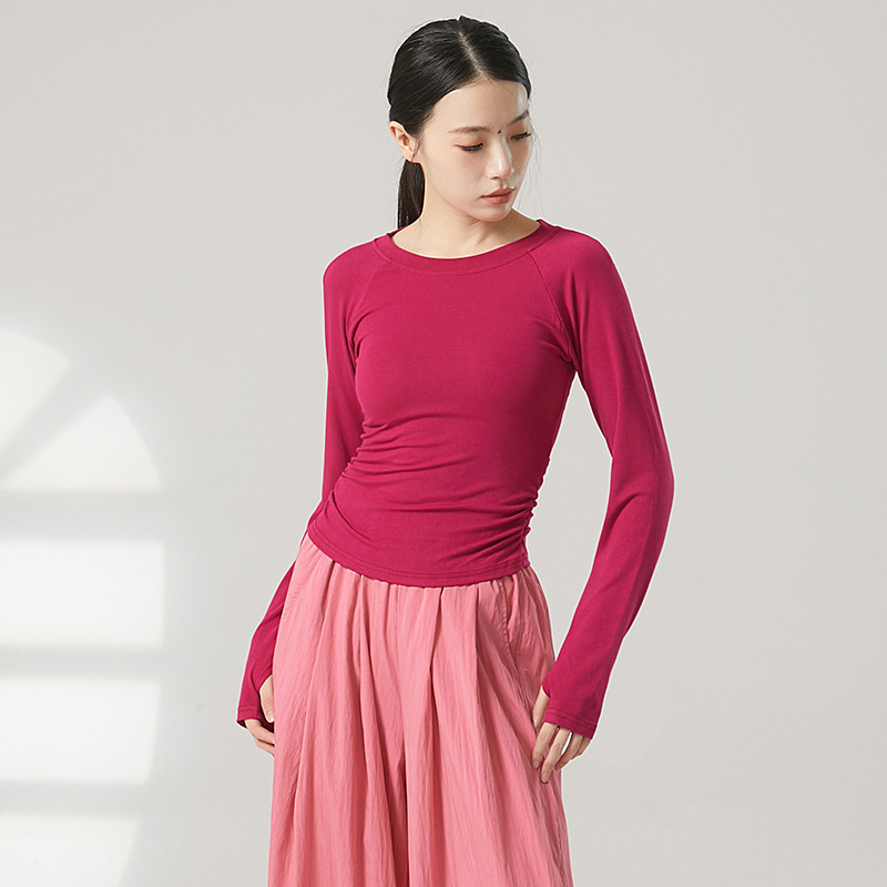 Practice Dancewear Autumn and Winter Modern Dance Long-Sleeved Backless Top Women's Classical Chinese Dance Costume