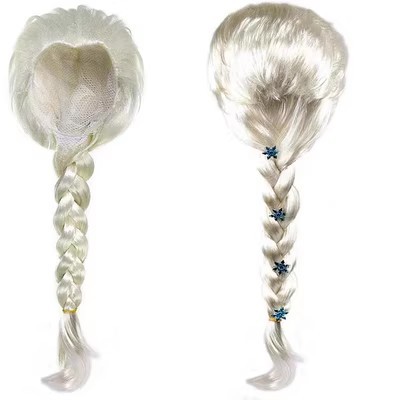 Princess Elsa cosplay Wig Frozen Adventure Beige Style Braids Princess Elsa Hair Set