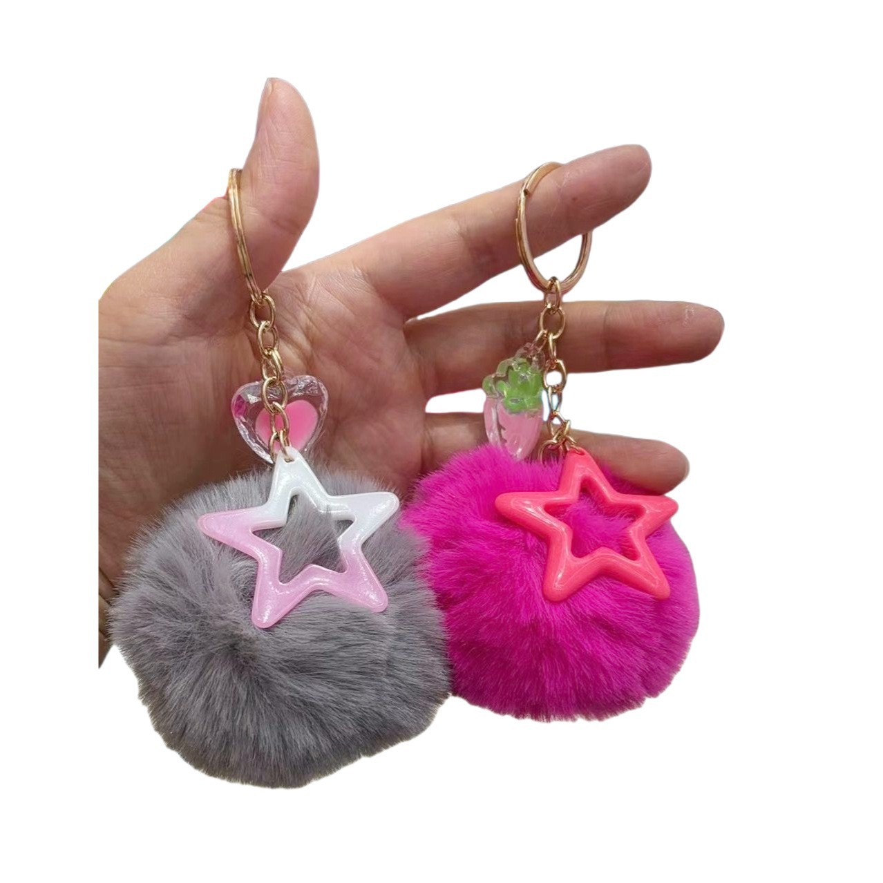 Acrylic Pendant 45X43Mm Cut Out Five-Pointed Star DIY Keychain Luggage Hair Ball Pendant Decorative Jewelry Accessories