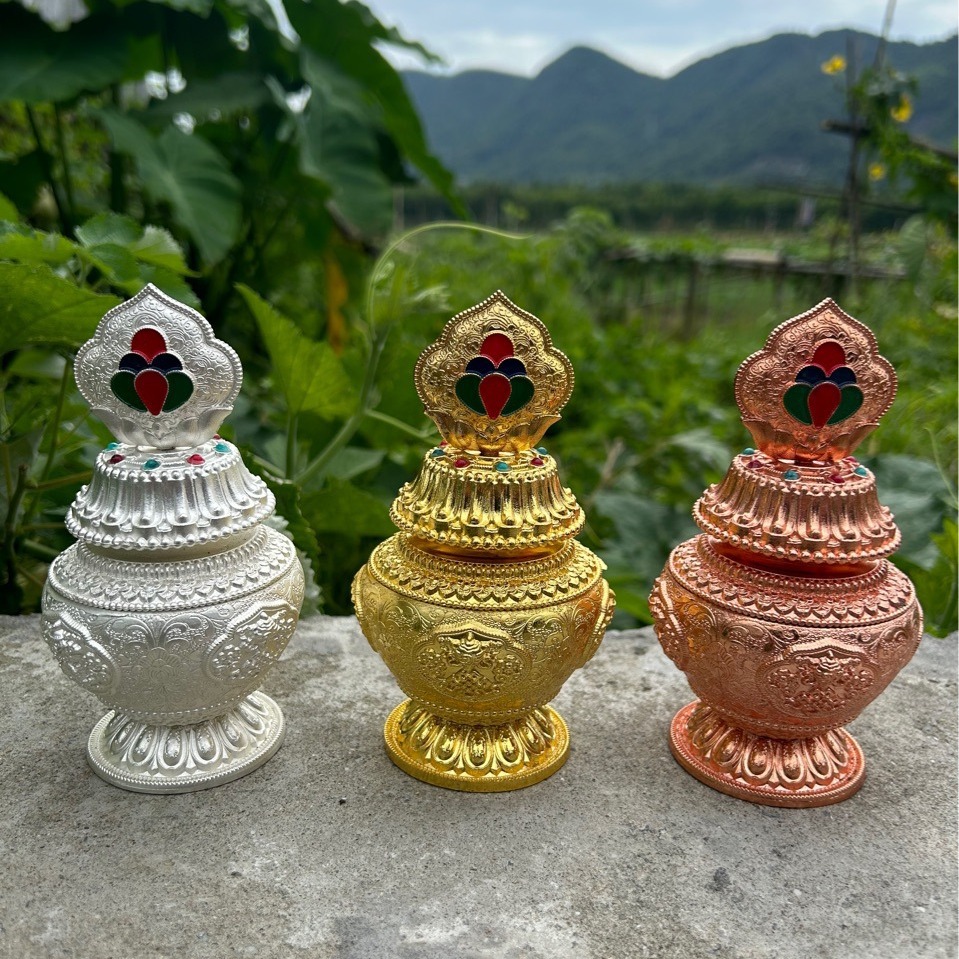 Тибетский тантрический удачный восемь сокровищ, бутылка драконьего короля, желтая бутылка бога богатства