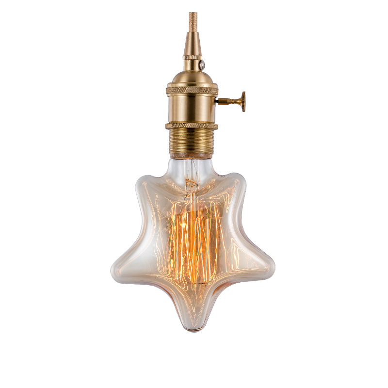 [Five-Pointed Star Straight Silk] Edison Retro Dimmable Bulb Christmas Party Atmosphere Decorative Bulb