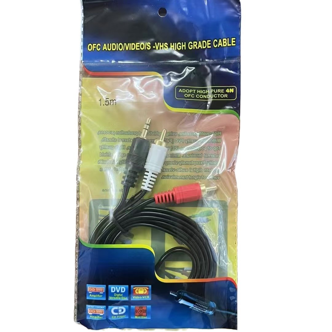 1-to-2 Computer Speaker Cable 3.5mm to Dual Rca 3.5mm 1-to-2 Audio Cable Speaker Cable 1.5- 20m