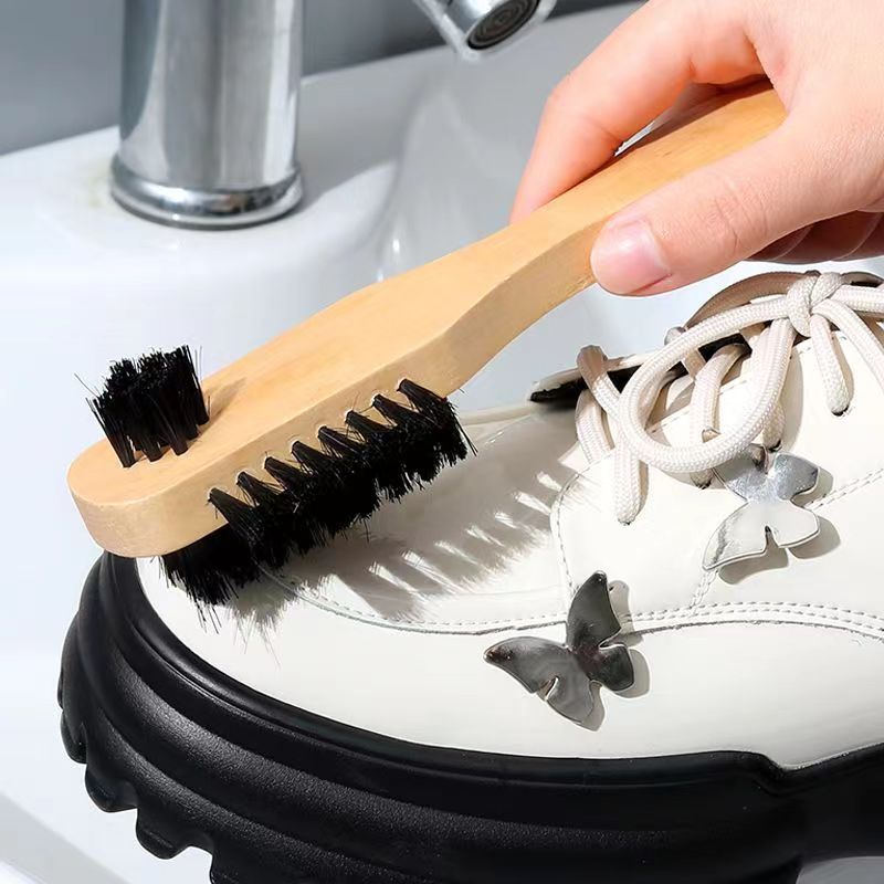 Производитель Yj-830, щетка для обуви из древесины лотоса, щетка из свиной щетины, многофункциональная щетка для полировки обуви