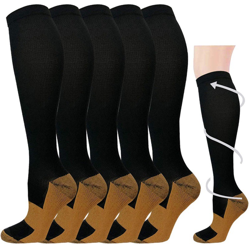 Кросс-браузерные чулки из медной нити, однотонные спортивные компрессионные носки, эластичные носки, компрессионные носки с медными ионами для велоспорта