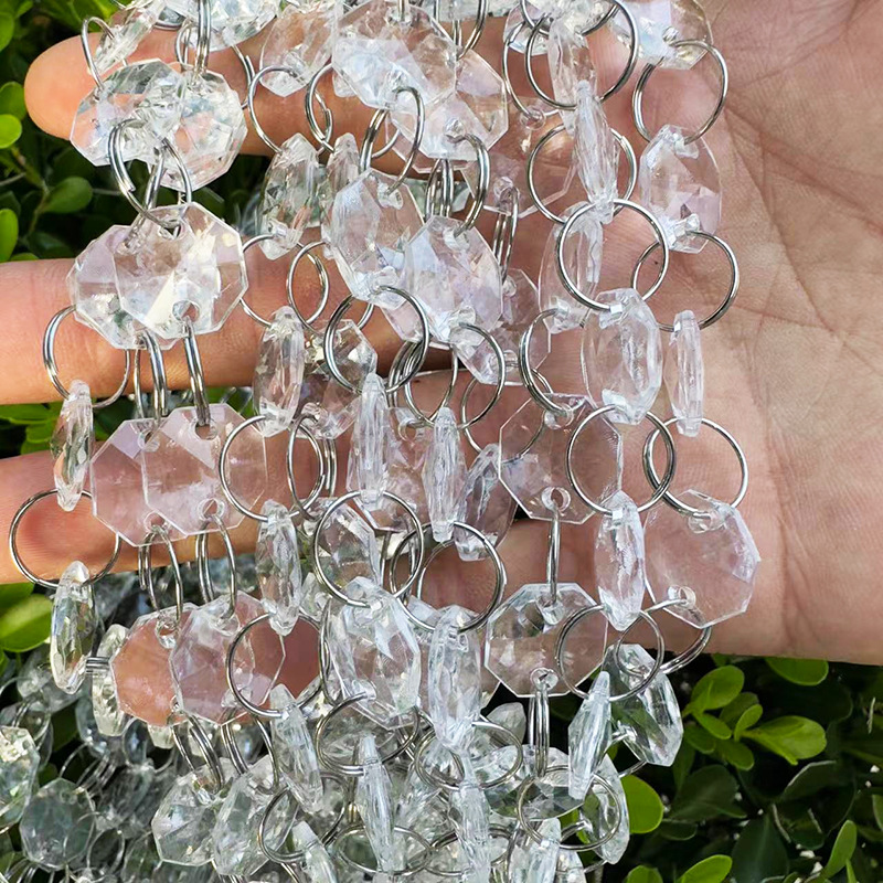 Acrylic wedding crystal bead curtain bead chain wedding scene stage ceiling decoration bead string octagonal bead partition