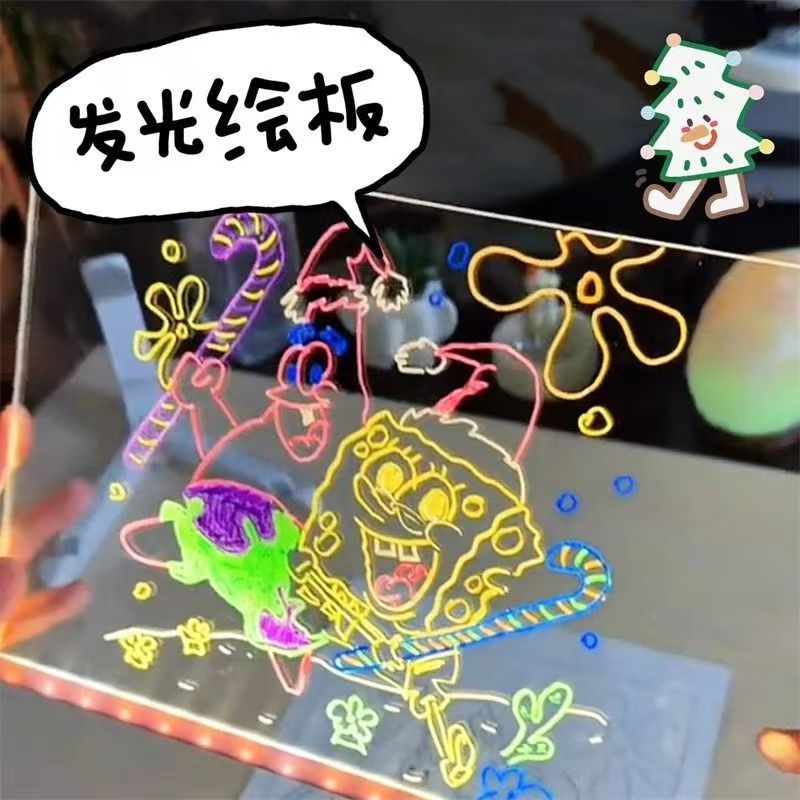 Drawing Board Children's Erasable Acrylic Transparent Writing Board Billboard Stall Luminescent Billboard Fluorescent Drawing Board